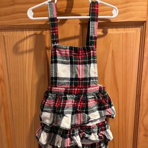 Wonder Nation Plaid Ruffle Overalls - Red, Black, White, Hunter Green 5T
